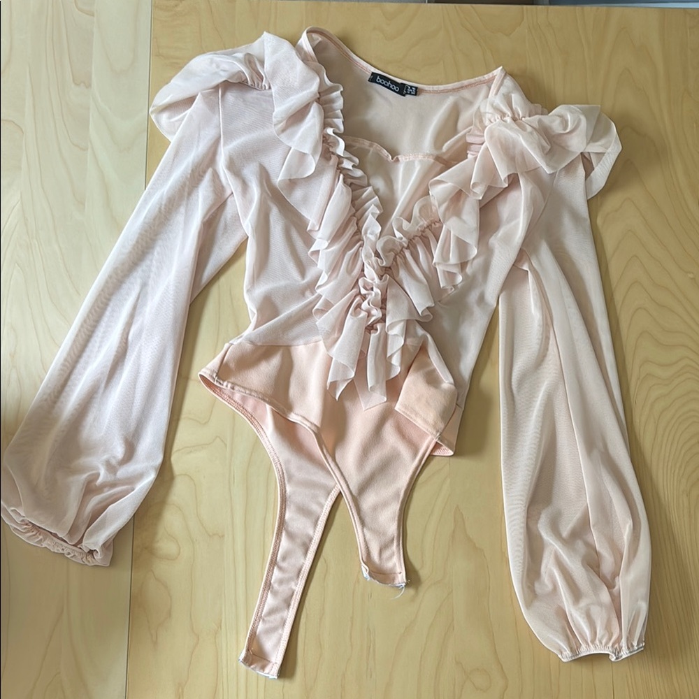 Sheer Ruffled Blouse in Pink